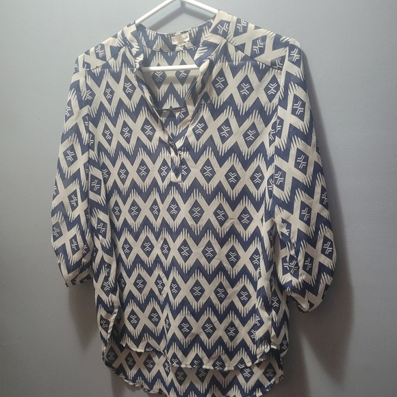 Teenbell Semi-sheer Navy and Cream Blouse - Picture 1 of 6
